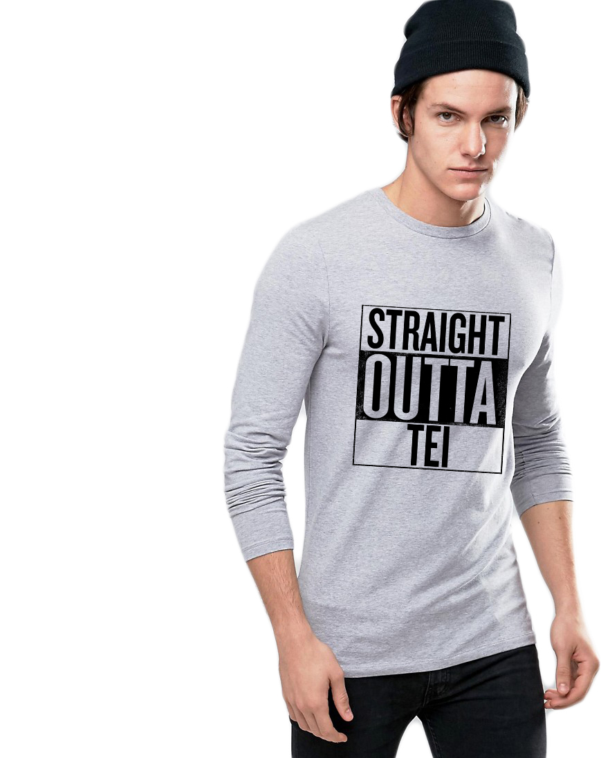 Bluza barbati gri cu text negru - Straight Outta Tei - CATEGORIE